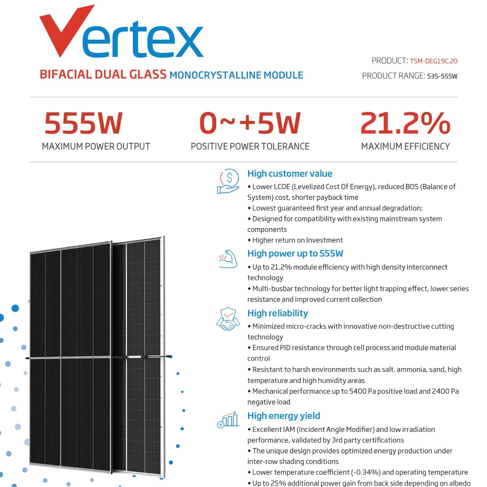 Trina Solar 535-555W Bifacial Dual Glass Monocrystalline Module